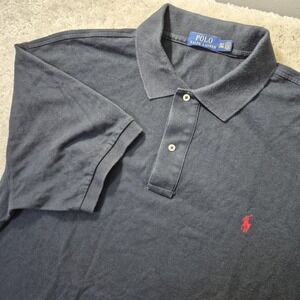 Polo Ralph Lauren Polo Shirt Mens 2XLT Black Cotton Logo Casual Office Preppy